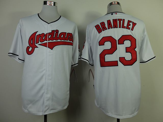 Men Cleveland Indians 23 Brantley White MLB Jerseys